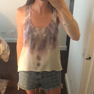 Lush tie dye tank top purple, white, brown